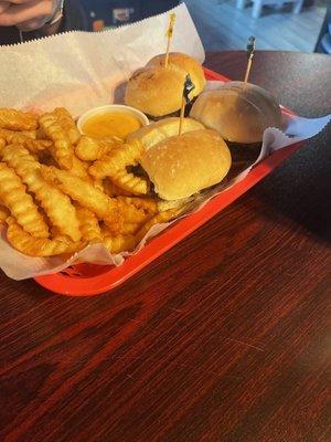 Sliders and crinkle fries