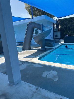 Diving board replaced with water slide