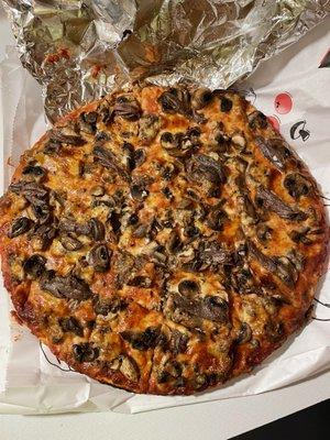 Cheese, sausage, mushroom and anchovy