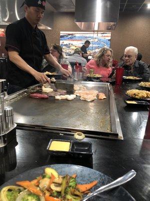 Cooking area with the meats!