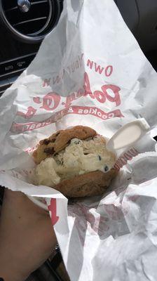 coffee cookie with chocolate chip ice cream