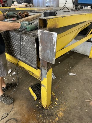 Before Shipping/Receiving Dock repair of bumpers