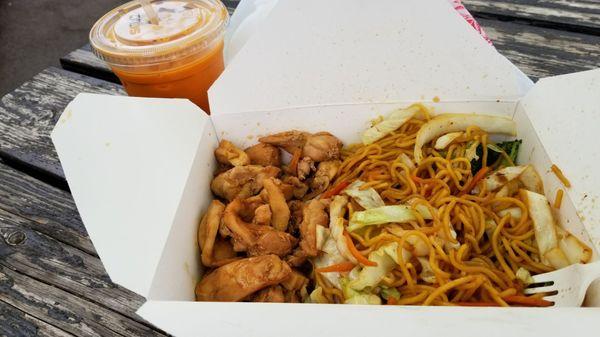 Chicken yakisoba and Thai iced tea. So good!