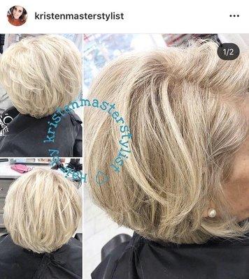 Double process highlight and base color and precision cut by Kristen G