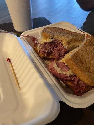 The  Reuben the Great Sandwich showing all of the meat!