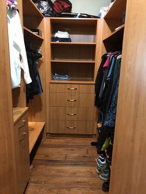 This closet and their bedroom was completed in one day by Mindy