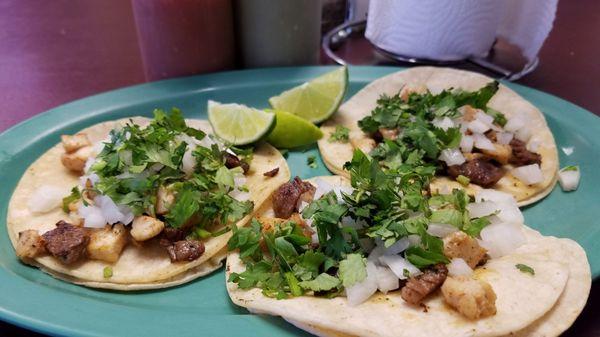 Steak fajita mixed with chicken. Meats were moist, tender, and seasoned well. Onions had a fresh snap to them.