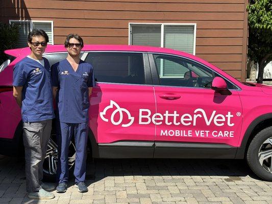 BetterVet Orange County team in front of branded car.