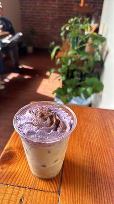 Coconut cold brew with ube whip