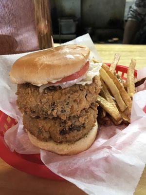 The homemade Double Double good with homemade French Fries