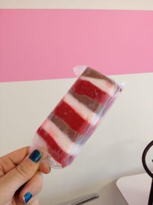 Strawberry, chocolate and whip cream paleta (cream based) $1.50