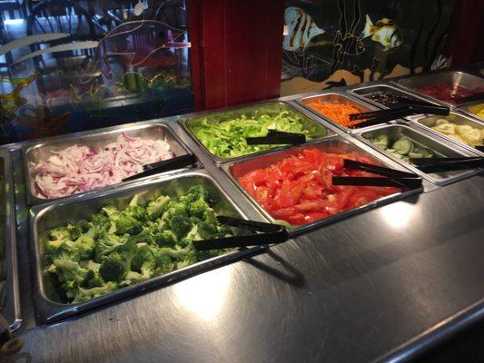 Salad bar. fresh cut vegetables