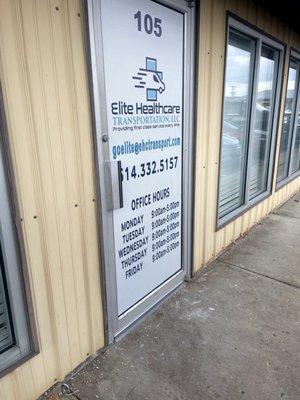 Front entrance to Elite Healthcare Transportation.