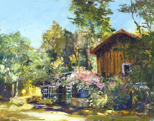 Tagami's oil painting titled "Big Sur Inn."