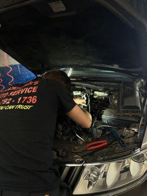 Our Technician Doing A Timing Chain On A Lincoln