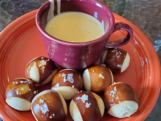 Beer Cheese dip and Pretzel bites