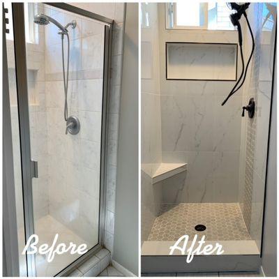 Before and after shower remodeling