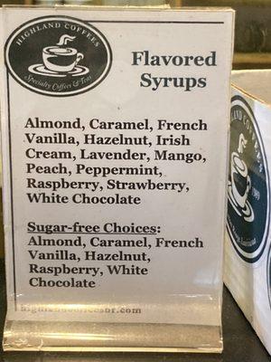 Many syrup flavors