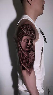 Budda tattoo done by @tattoosbysavage in Sacramento