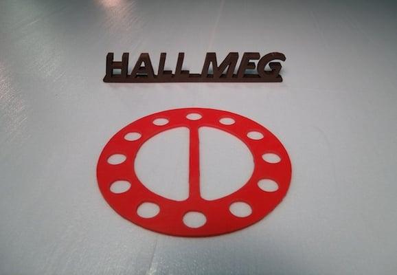 Waterjet cut rubber.