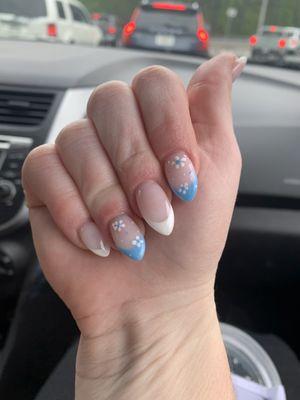 SNS with French floral tips