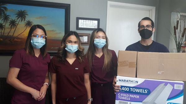 Office staff and thank you so much Dr. S for donating medical supplies for Ukraine.