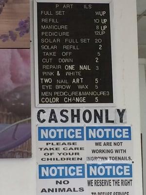 Cash only. Good prices.