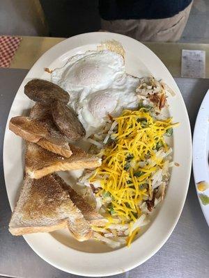 2 egg meal with loaded hash browns !