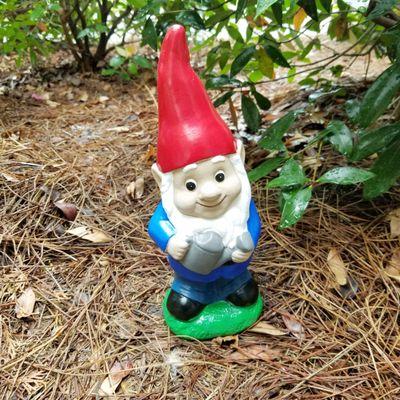 Larry the gnome painted using Apple Barrell paint by Plaid Enterprisr