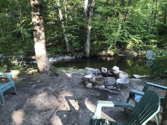 The stream and sitting area. Awesome for relaxing and washing off the legs after a long ride. Doubles as an ice bath, too!