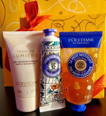 $20 Winter Sale Set: Shower Gel, Hand Cream (Violet Scented) and Shea Liquid Hand Soap. Such a cute deal!