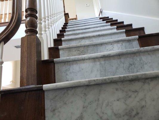 Honed marble staircase