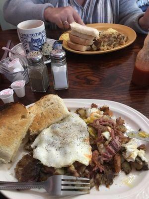 Corn beef hash and eggs.