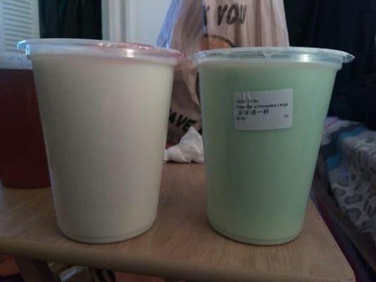 Coconut with milk and honey dew with milk