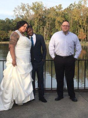 Marriage ceremony at Wilkins Lake duck pond at Jim Barnett Park in Winchester, VA