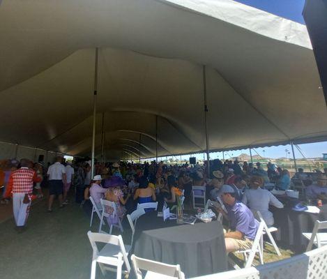 Woodford Reserve VIP tent, had DJ and bars with view of track, and betting