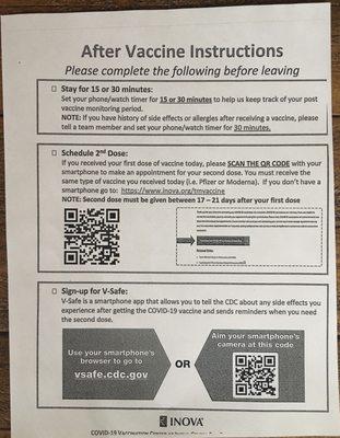 Post vaccine info