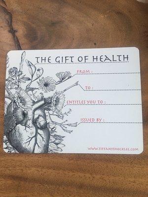 Gift certificates available in any amount in office or by mail