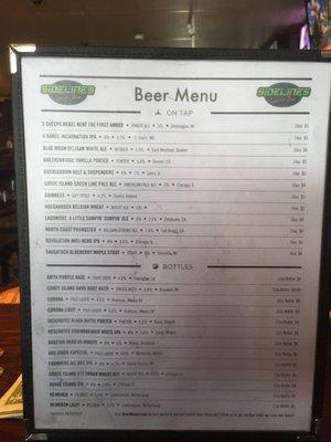 Beer menu