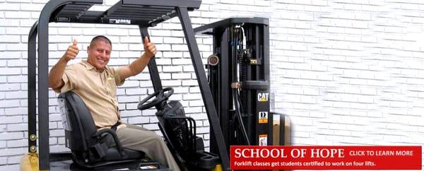 We offer forklift training and other programs for assistance in job placement.