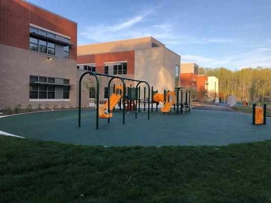 Billingsley Elementary School in Charles County, Maryland. Poured-in-place safety surfacing project by East Coast Surfacing.