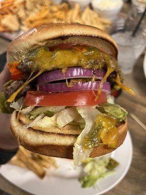 Green Chile Cheese Burger