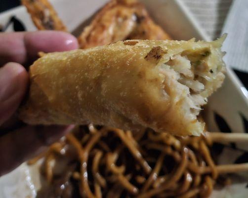 Egg roll... good crunch, bad aftertaste.