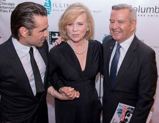 Colin Farrell, Liv Ullman, and Michael Kutza on the 50th Opening Night red carpet. Photo by Timothy M. Schmidt.