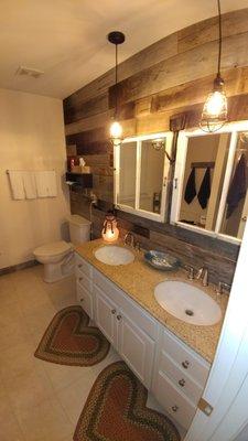 Bathroom Remodel with Barnwood Wall