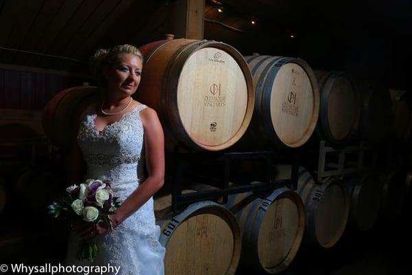 Bridal Portrait in wine cellar