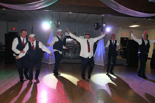 Look at these groomsman go.  Always a great time with Cosmo T. The ONLY Award winning wedding dj in Southern IL.