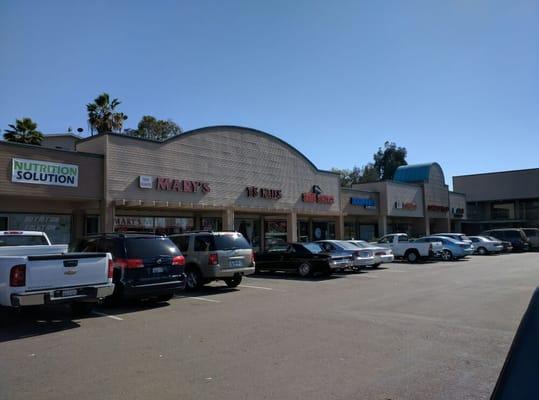 Mary's Hair Salon shopping center view.