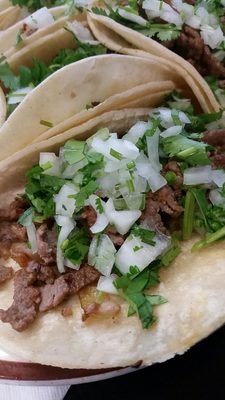 Steak, AL pastor, and chicken tacos! Delicious!