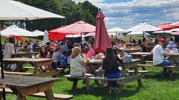 Customers enjoying music, food and great vendors during Sunflower Festival.